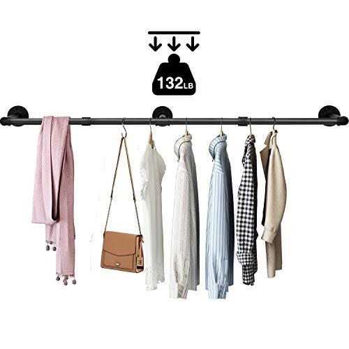 GREENSTELL Clothes Rack 36.2 Inch Industrial Pipe Wall Mounted Garment Rack - Image 4