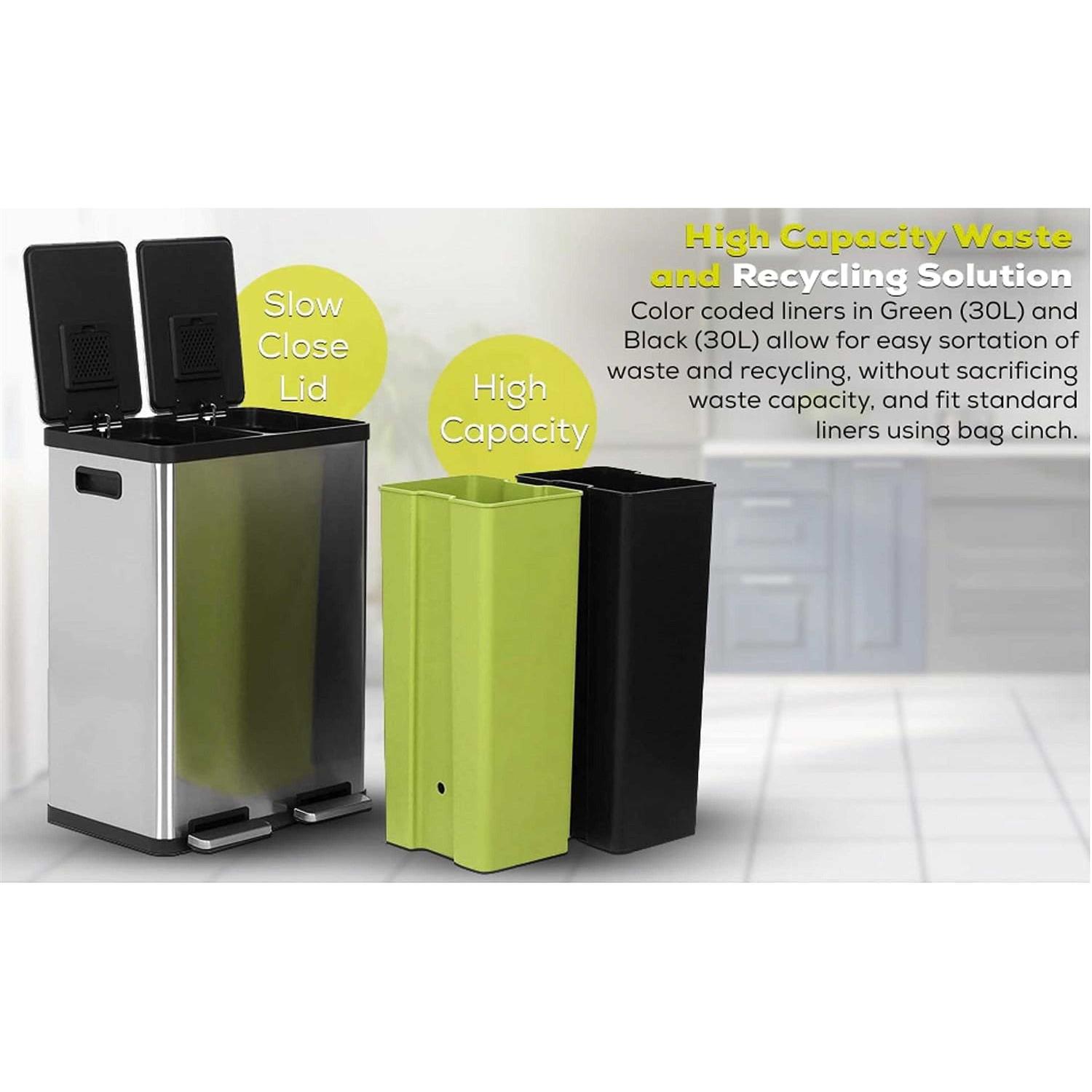 Simpli-magic Dual Compartment Trash Can with Separate Foot Pedals Rectangular Stainless - Image 3
