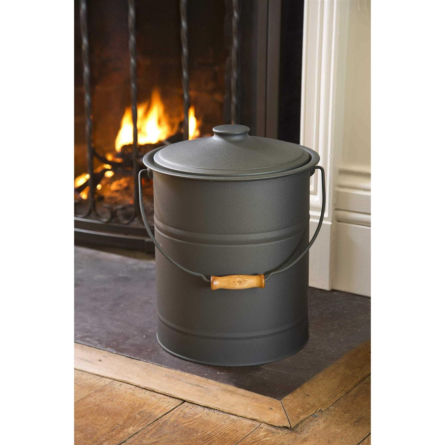 Plow & Hearth Double Bottom Galvanized Steel Ash Bucket with Handle - Image 3