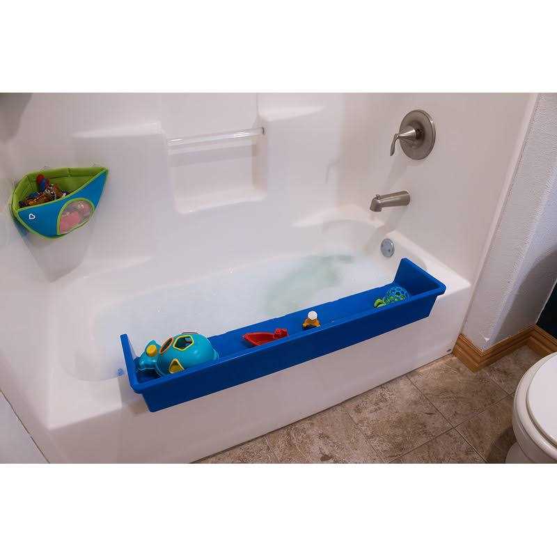 Alternative view of Tub Topper Bathtub Splash Guard Play Shelf Area -Toy Tray Caddy Holder Storage -Suction Cups Attach to Bath Tub -No Mess Water Spill in Bathroom