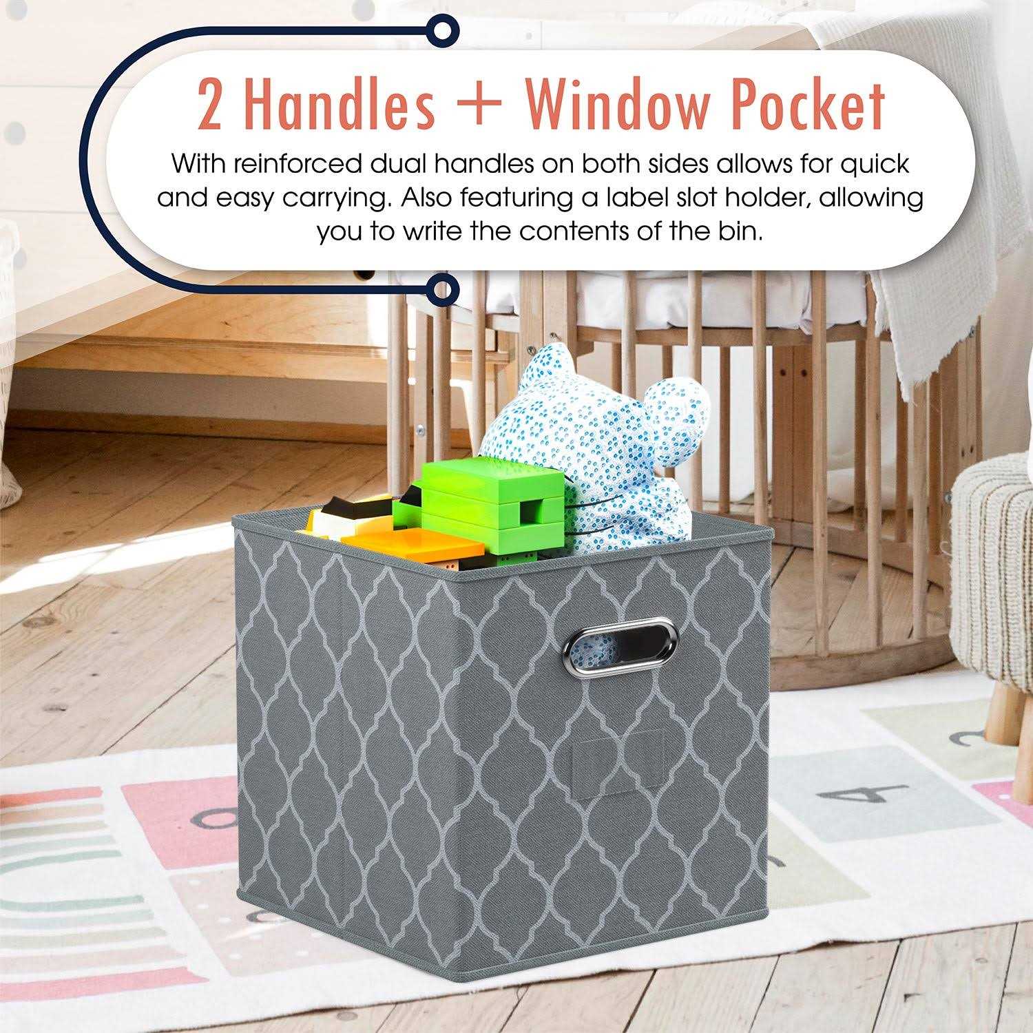 Ornavo Home Foldable Storage Cube Bin with Dual Handles & Window Pockets - Image 5
