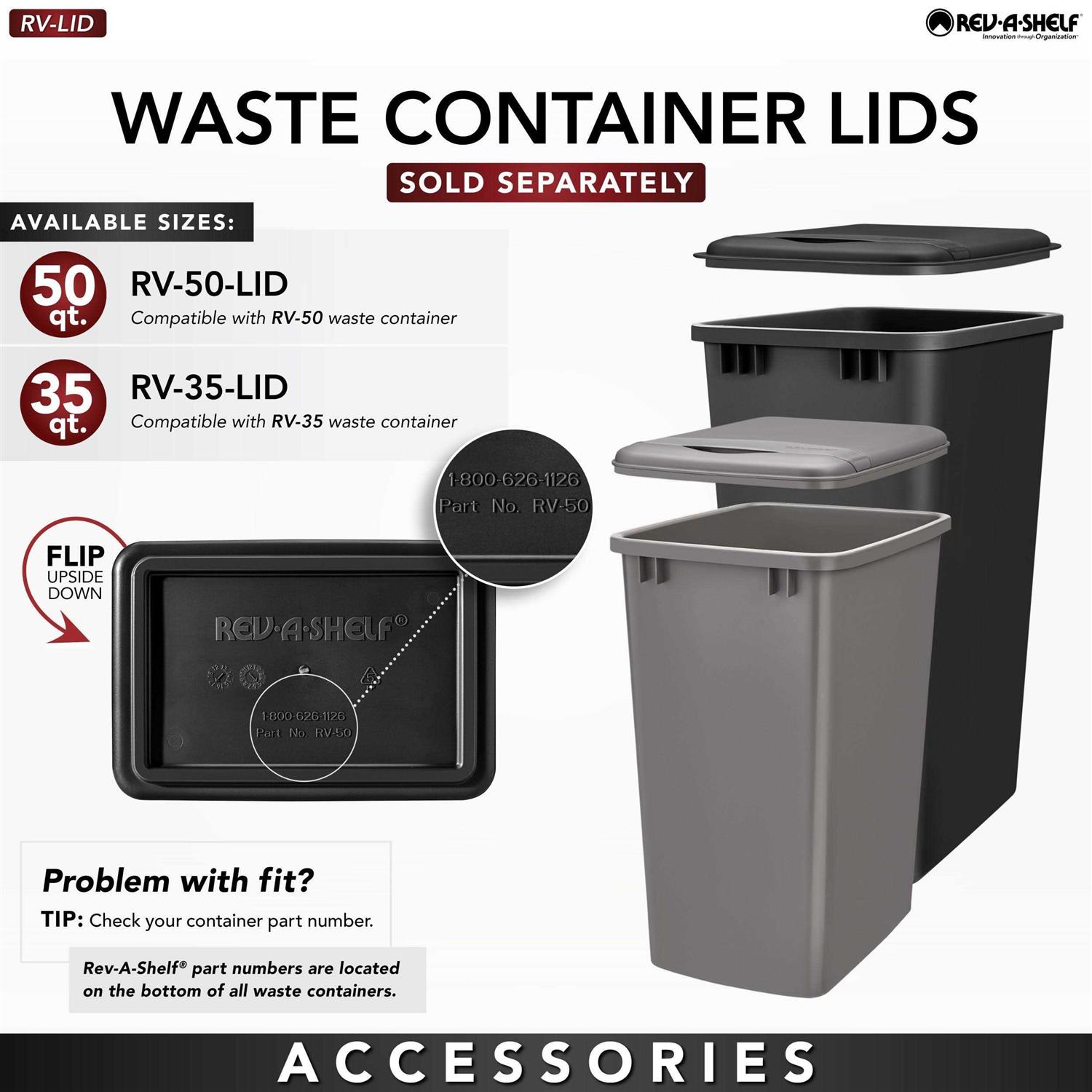Rev-A-Shelf Double 35 Qt. Soft-Close Wood Top Mount Waste Bin 4WCTM-18BBSCDM2 - Image 3