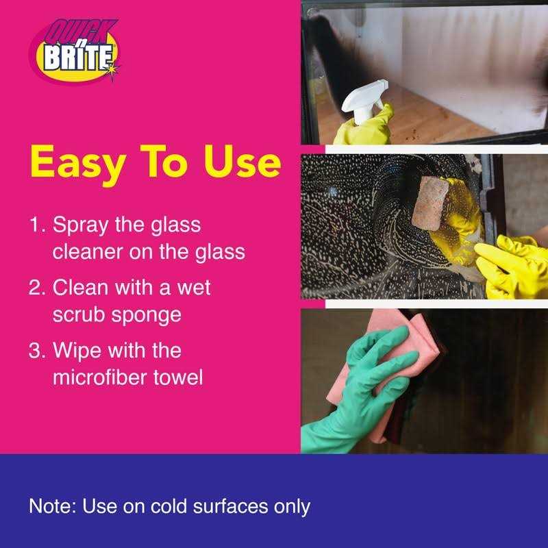 Quick N Brite Fireplace Glass Cleaner with Cloth, Sponge, and Spray - Image 4
