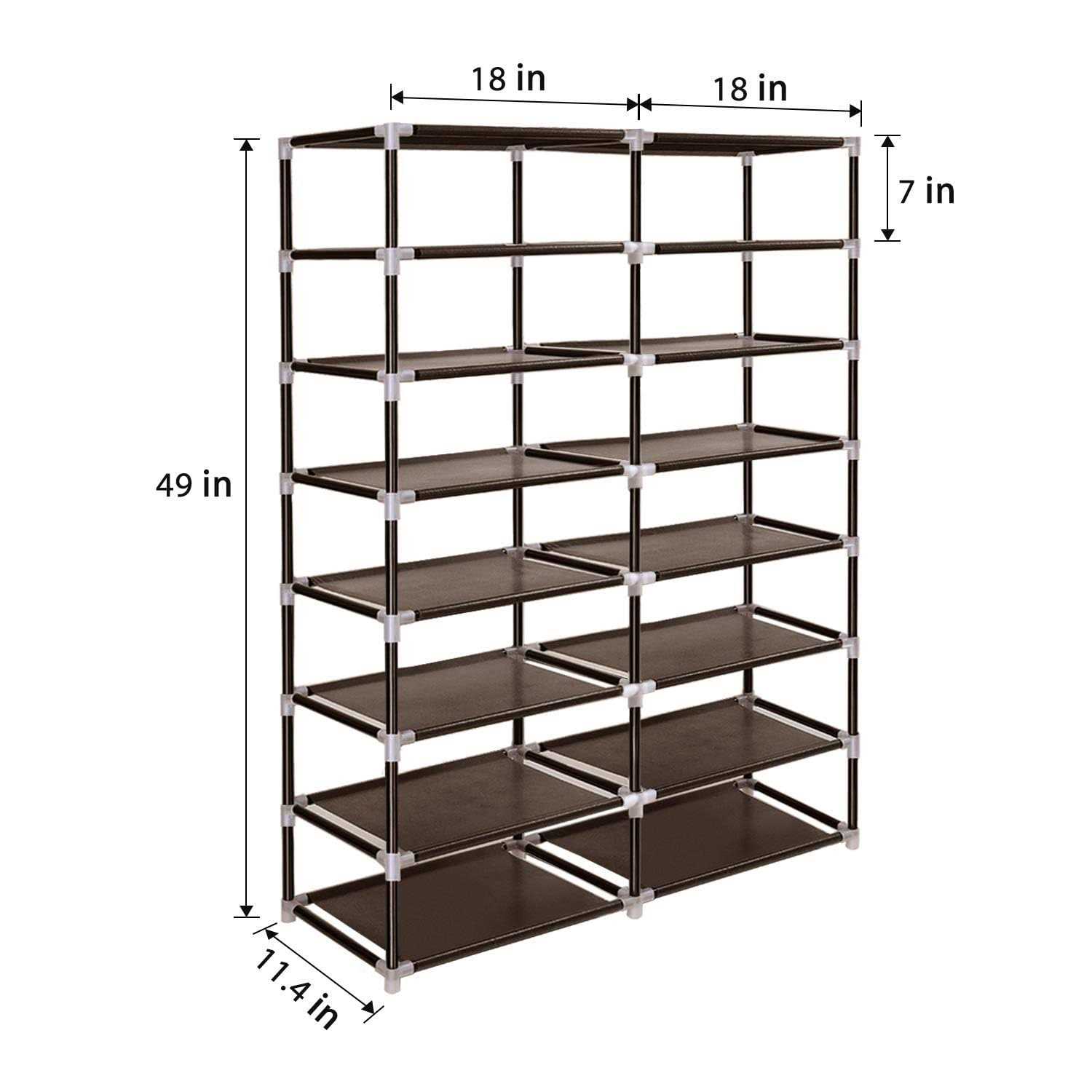 Erone Shoe Rack Storage Organizer 28 Pairs Portable Double Row with Nonwoven Fabric Cover Shoe Rack Cabinet for Closet - Image 2