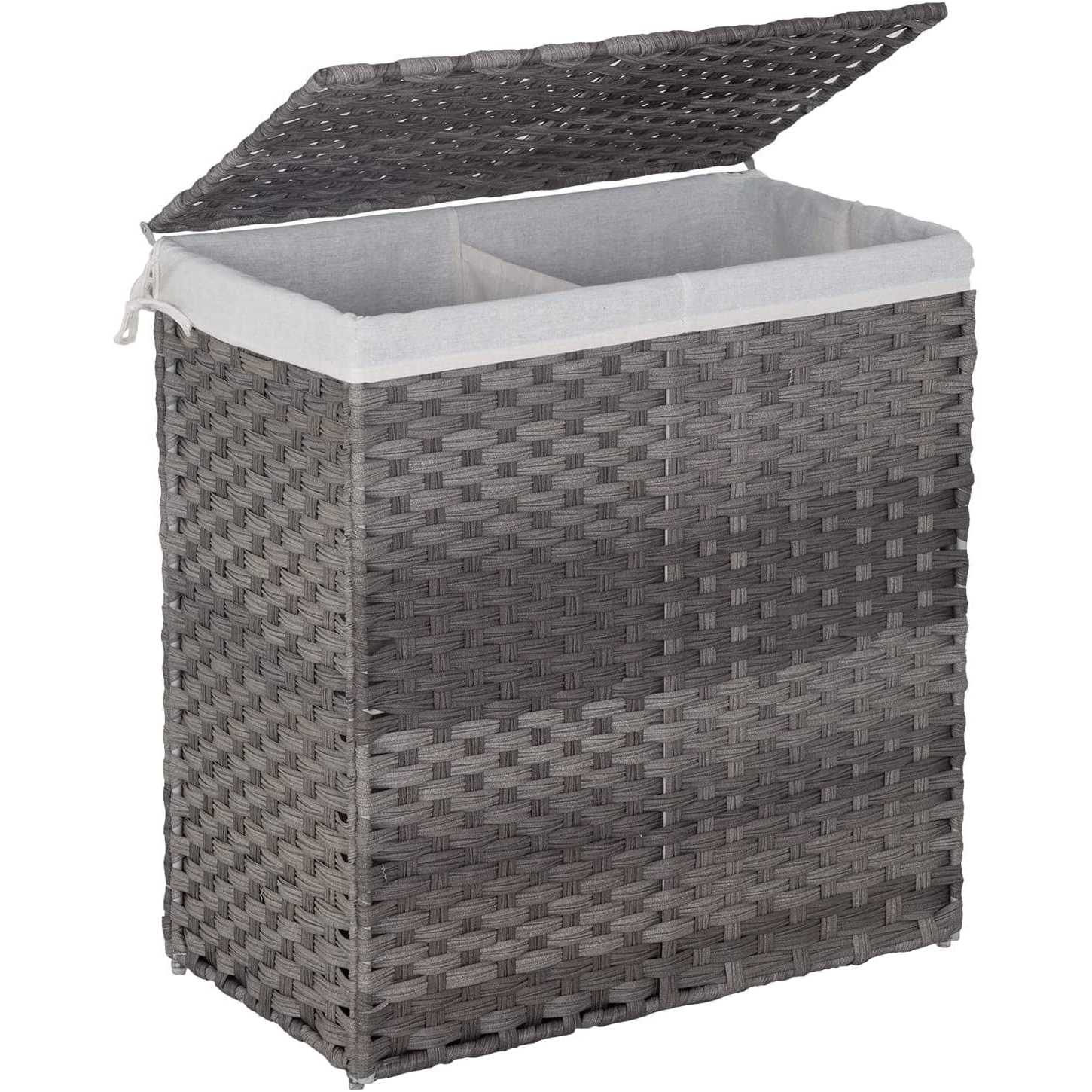 Paylesshere Laundry Basket Handwoven Laundry Hamper 90L/110L Foldable Rattan Laundry Hamper With Lid,2 Removable Liner Bags & 6 Laundry Bags,Clothes