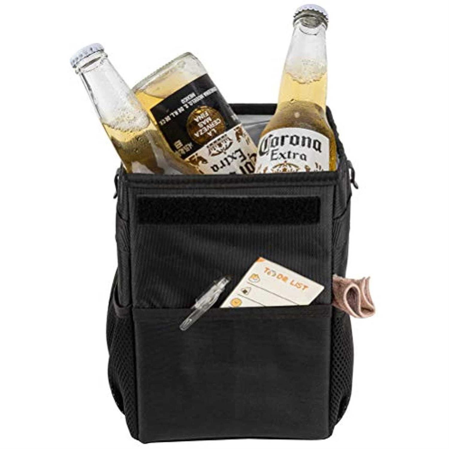 Ryhpez Car Trash Can with Lid Car Trash Bag Hanging with Storage Pockets - Image 4