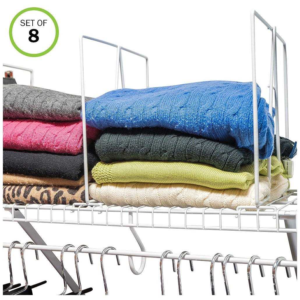 Evelots Wire Shelf Dividers-8 Pack-Closet Storage & Organization for Office/Pantry/Garage-Shelf Separator-Easy Clip-No Tool-Plastic Coated Steel - Image 3