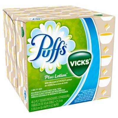 Puffs Plus Lotion Facial Tissues with Vicks Scent, 2-Ply - 48 count