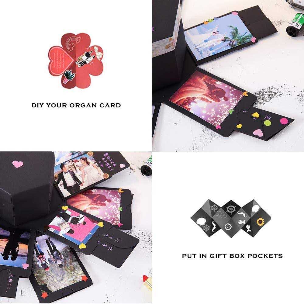 RECUTMS Explosion Box DIY Scrapbooking Set Handmade Photo Album,Gift Box with 6 Faces for Christmas Gift Wedding Memory Book - Image 3