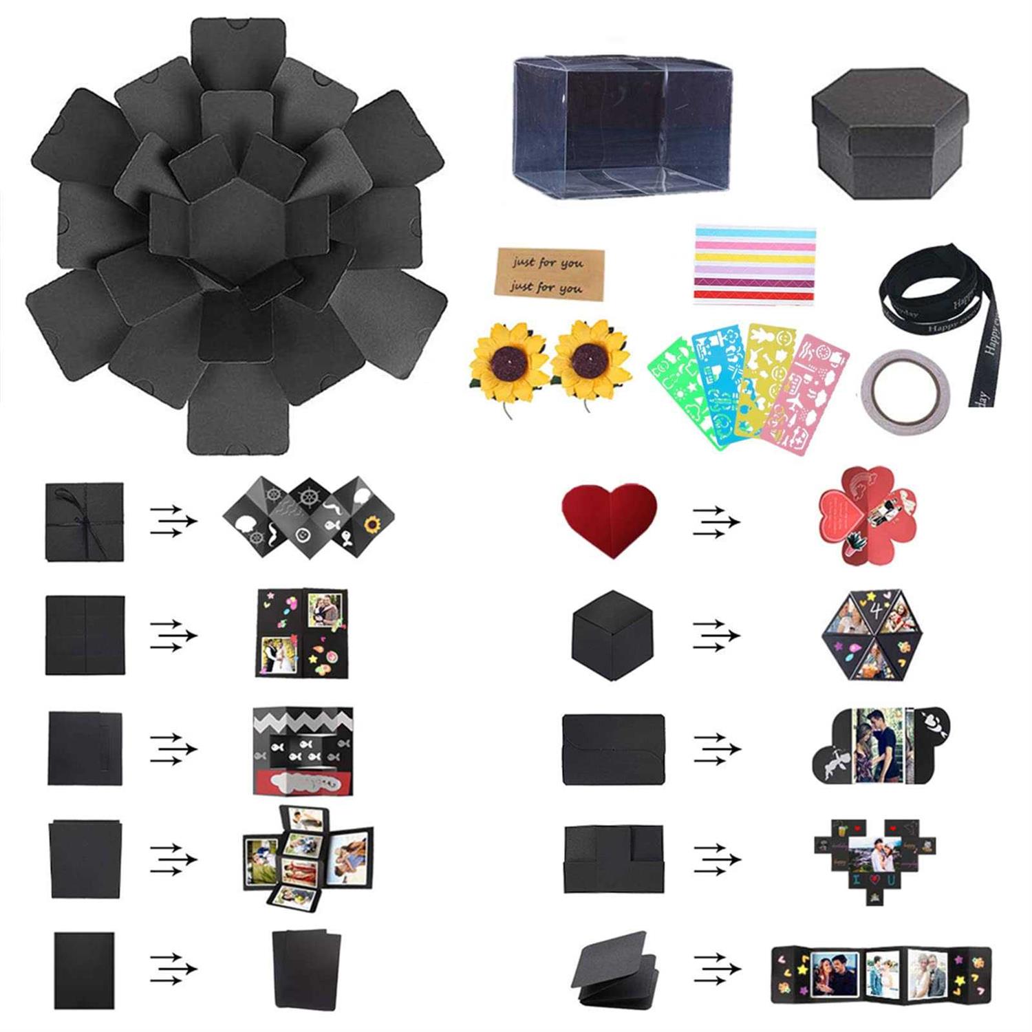 RECUTMS Explosion Box DIY Scrapbooking Set Handmade Photo Album,Gift Box with 6 Faces for Christmas Gift Wedding Memory Book - Image 5