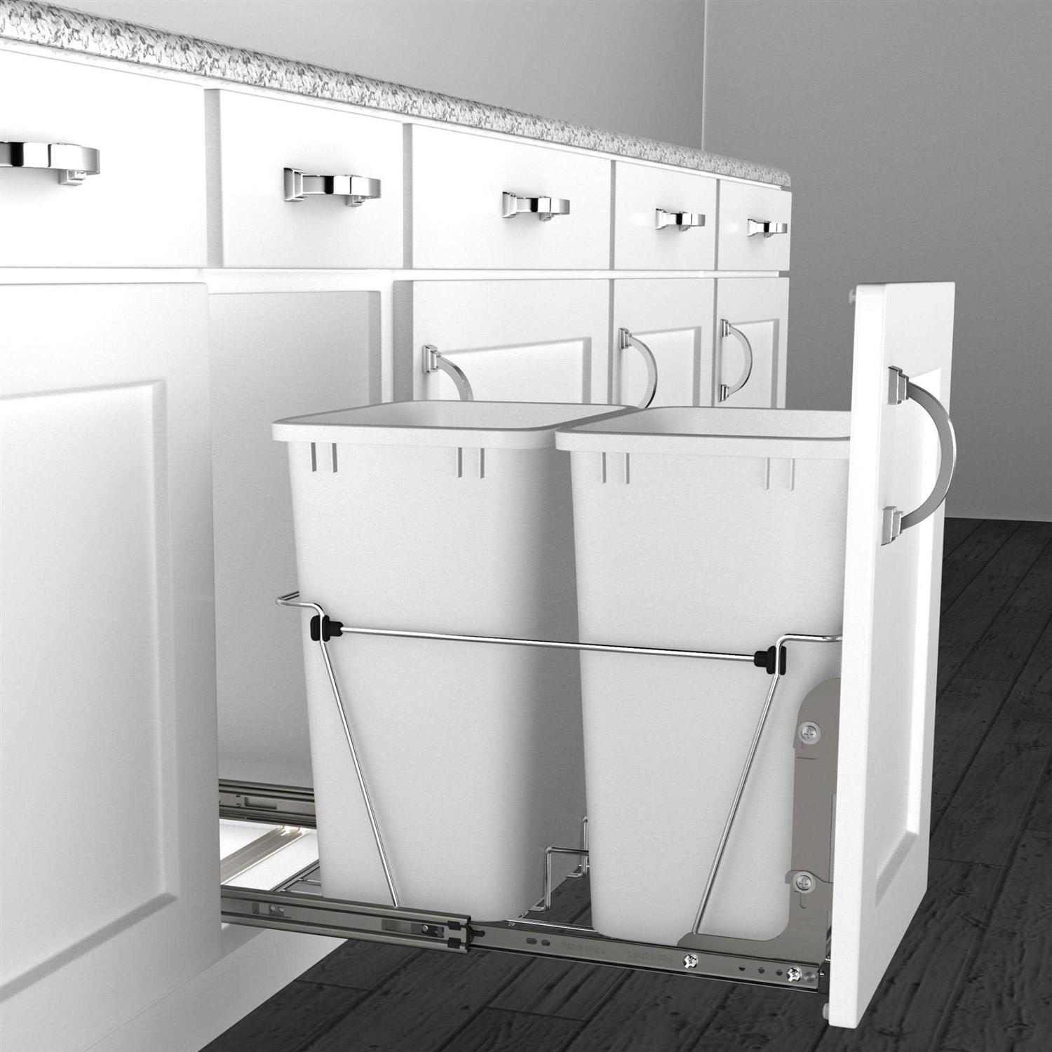 Rev-A-Shelf Sidelines RV-18KD-11C-S Double 35 qt Pull Out Trash Waste Containers - Image 3
