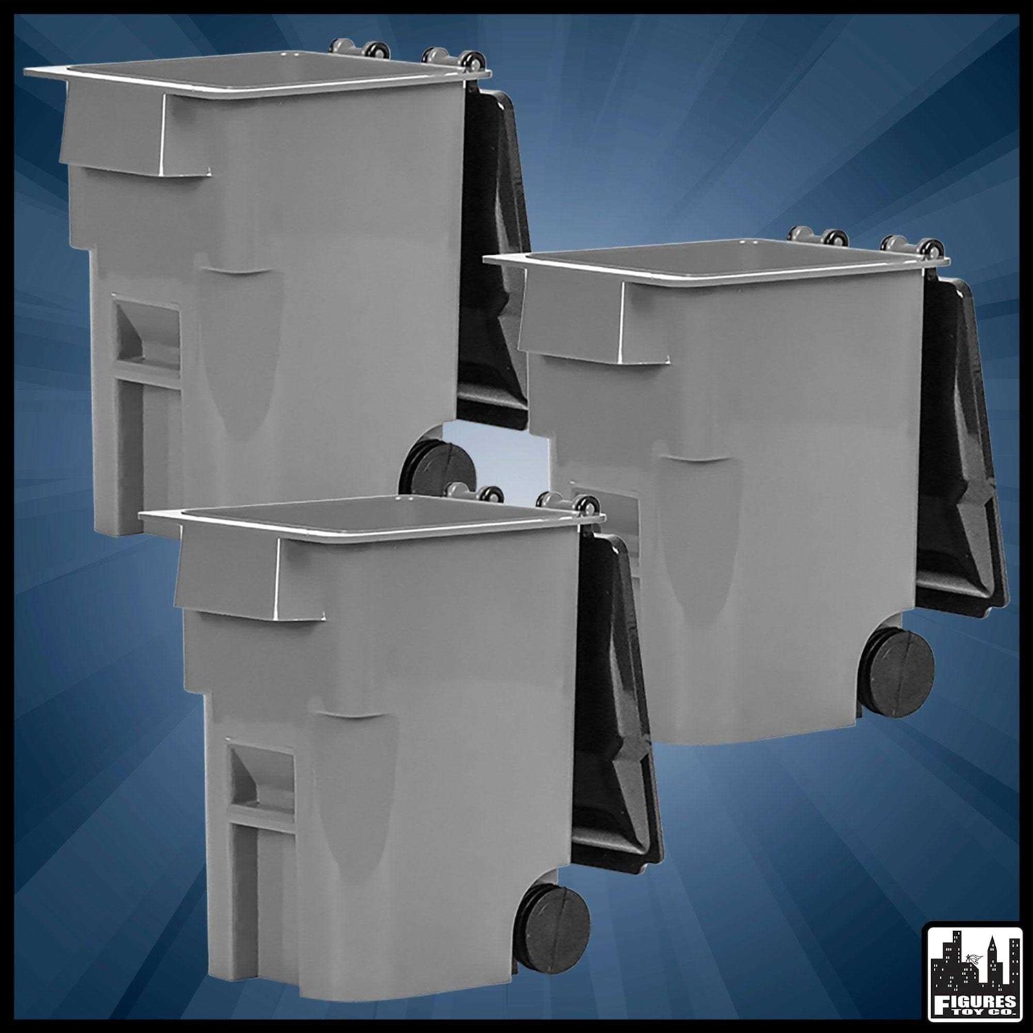 Alternative view of Set of 3 Mini Trash Cans With Lid & Wheels for WWE Wrestling Action Figures