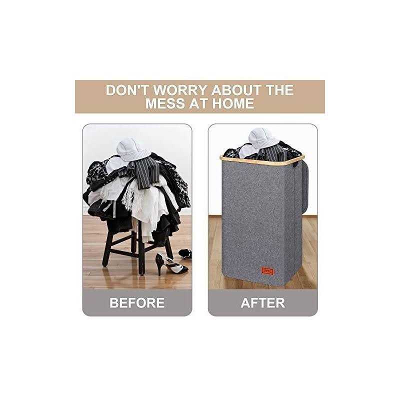 Dofasayi Laundry Basket with lid XL Large Laundry Hamper with Bamboo Handles - Image 4