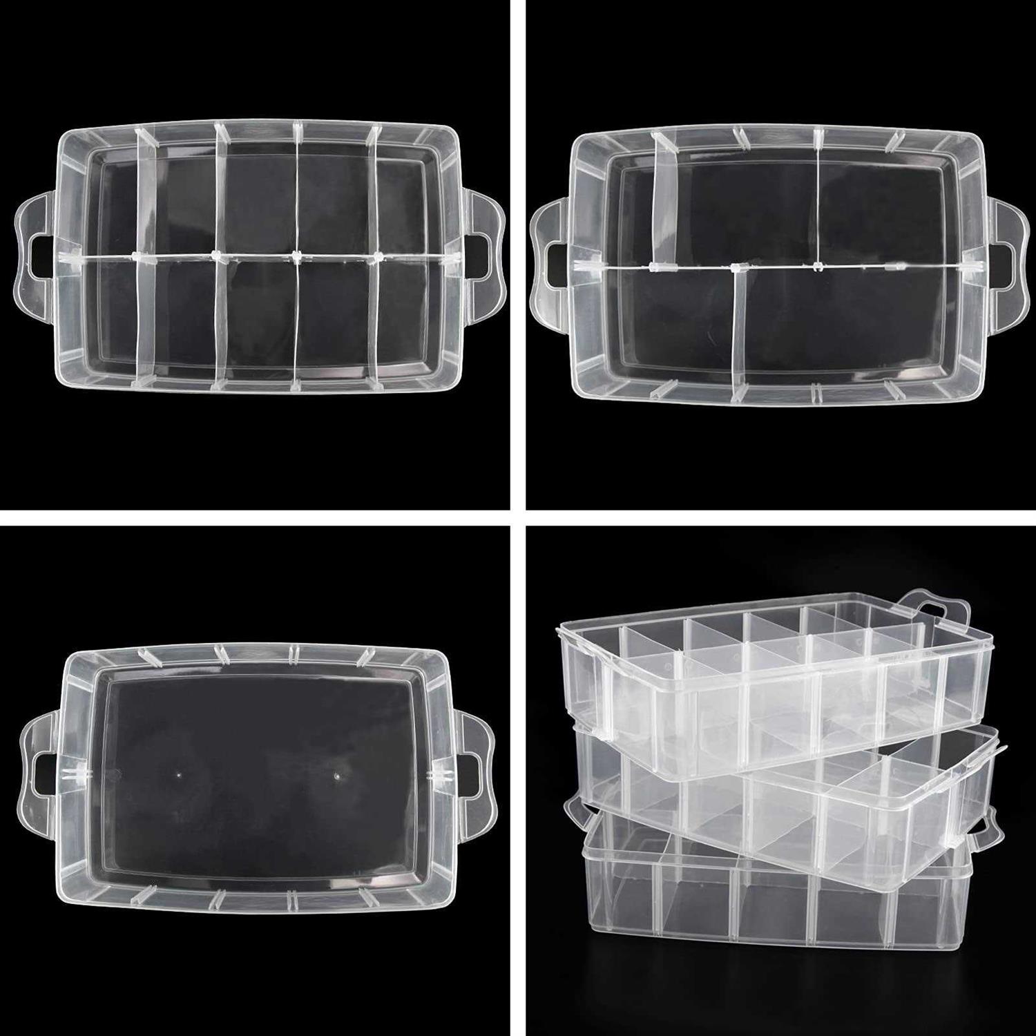 Guyuyii 3-layer Stackable Craft Storage Containers Plastic Craft Box Organizer With 30 Adjustable Compartments And Handle - Image 2
