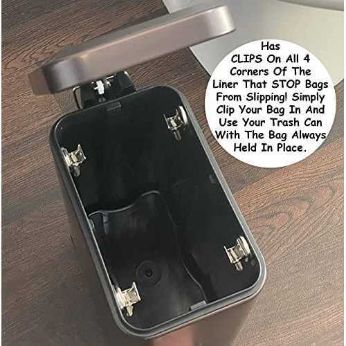 Homie Soft Close, Rectangular Trash Can 5L with Anti Bag Slip Liner and Lid, Use as Mini Garbage Basket, Slim Dust Bin, or Decor - Image 4