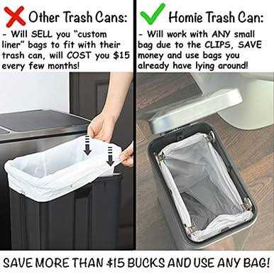 Homie Soft Close, Rectangular Trash Can 5L with Anti Bag Slip Liner and Lid, Use as Mini Garbage Basket, Slim Dust Bin, or Decor - Image 5
