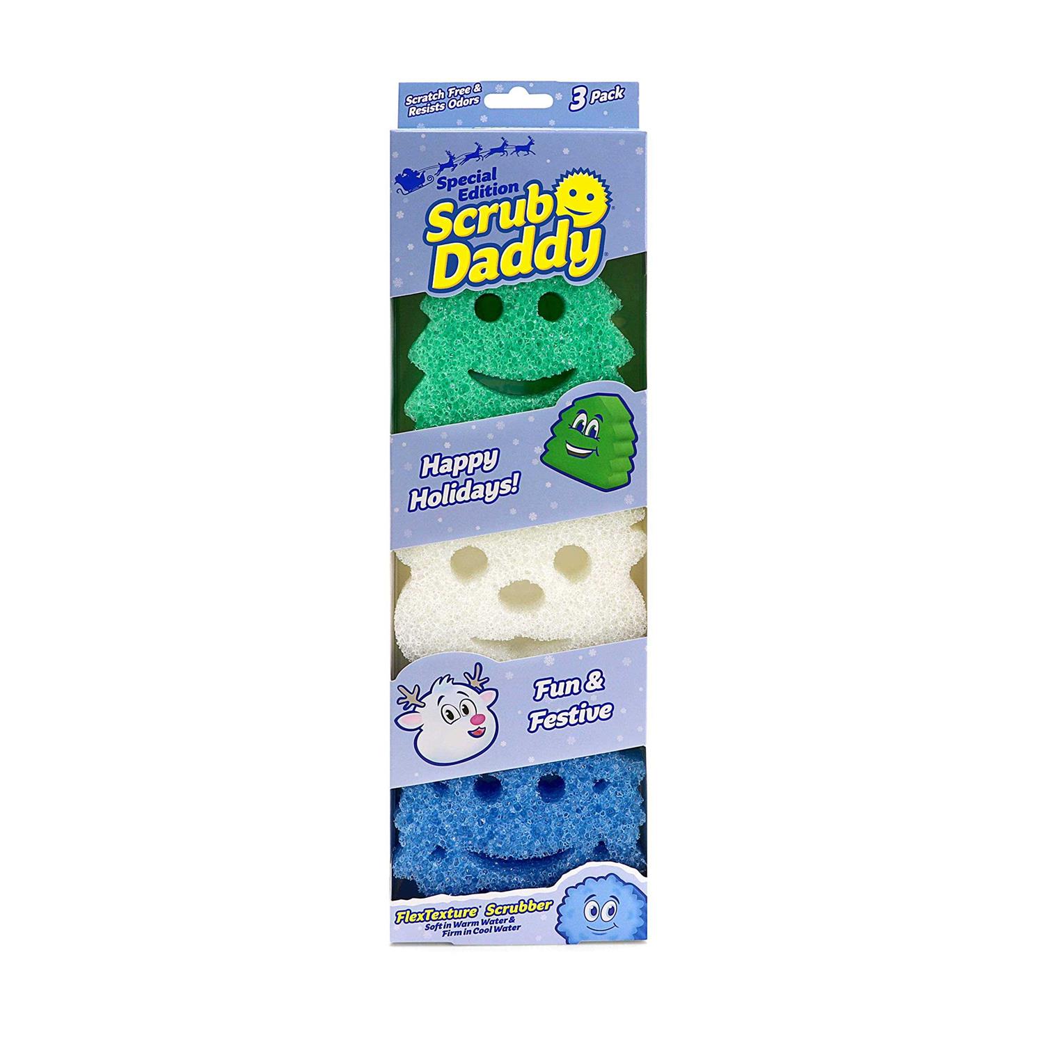 Scrub Daddy Sponge Set Winter Shapes Non Scratch Scrubbers for Dishes and Home