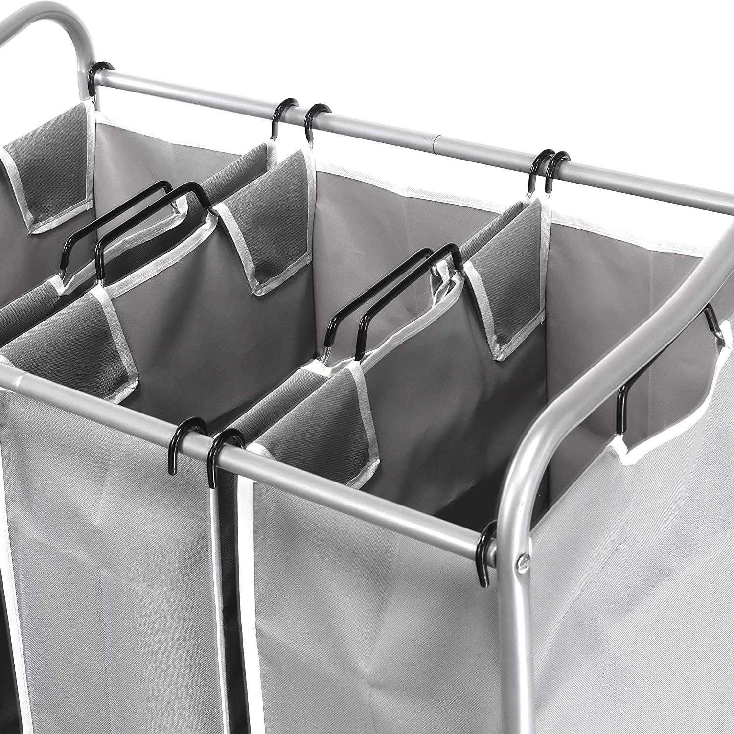 Simple Houseware Simplehouseware Heavy Duty 3-Bag Laundry Sorter Rolling Cart - Image 3