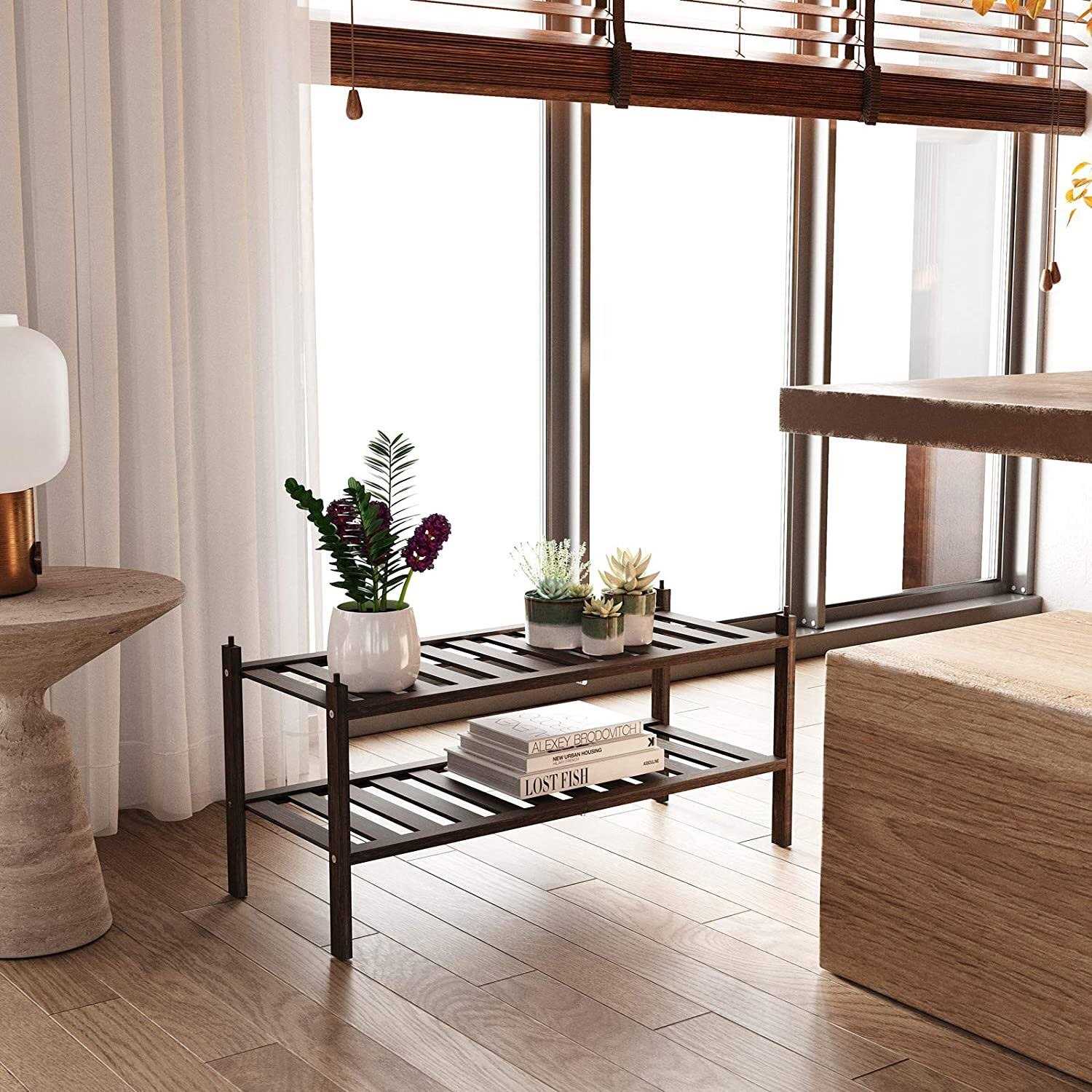 Dranixly Bamboo 2-Tier Shoe Rack Stackable Shoe Shelf Storage Organizer - Image 5