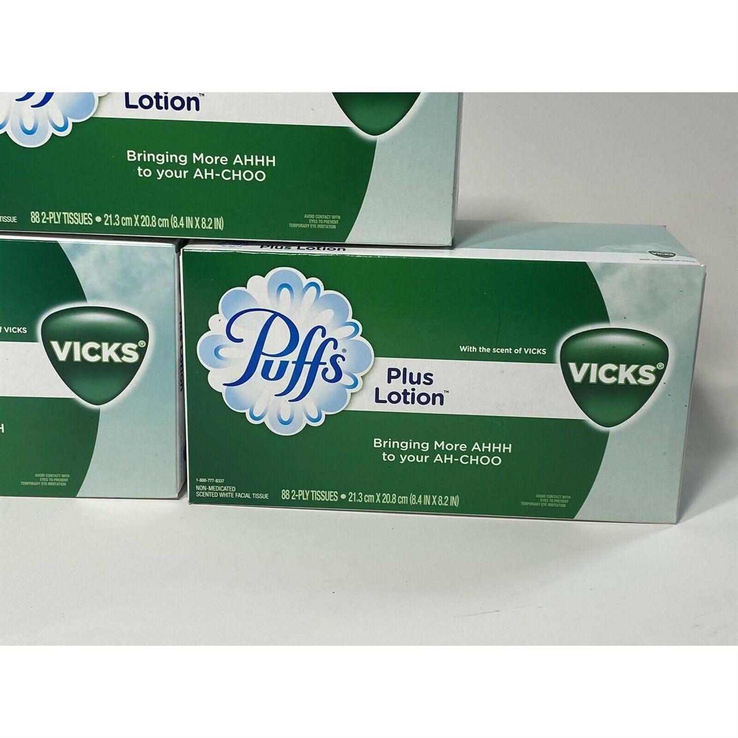 Puffs Facial Tissue, Plus Lotion, White, with the Scent of Vicks, 2-Ply - 88 tissues - Image 2