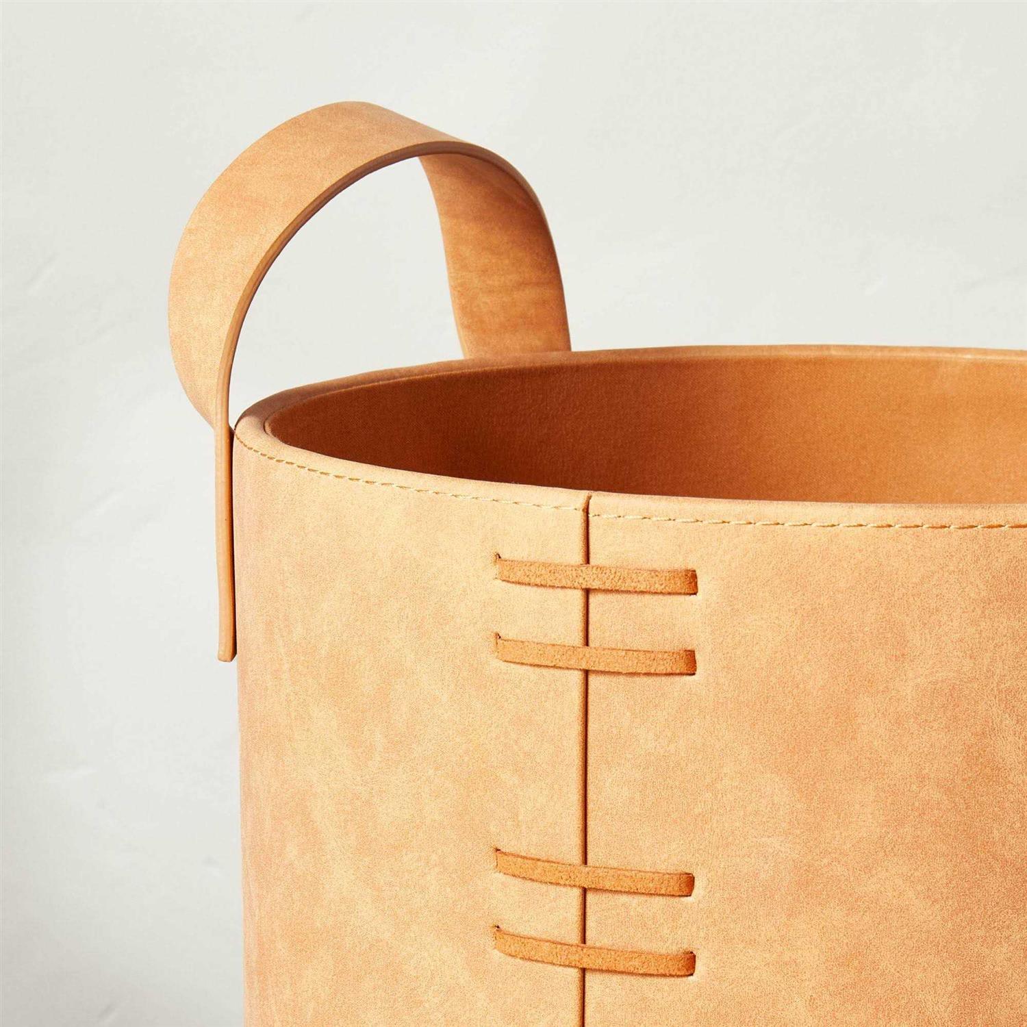 Hearth & Hand with Magnolia Faux Leather Storage Bin Camel Brown - Image 2