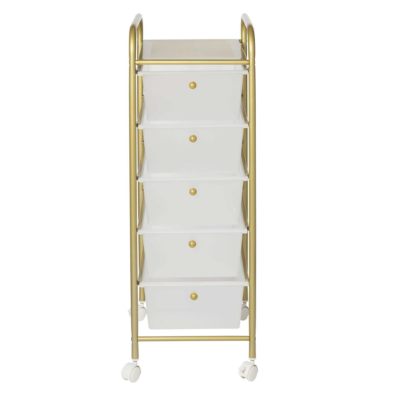 Honey Can Do 5-Drawer Rolling Storage Cart With Plastic Drawers - Image 3
