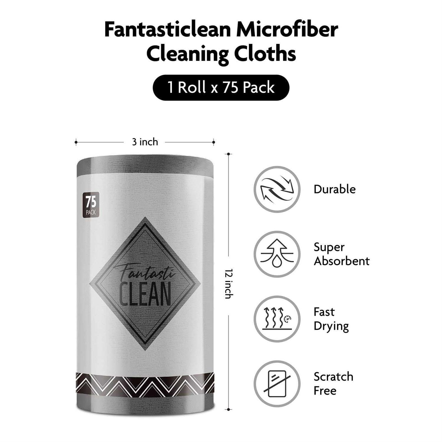 Fantasticlean Microfiber Cleaning Cloth Roll -75 Pack Tear Away Towels - Image 4