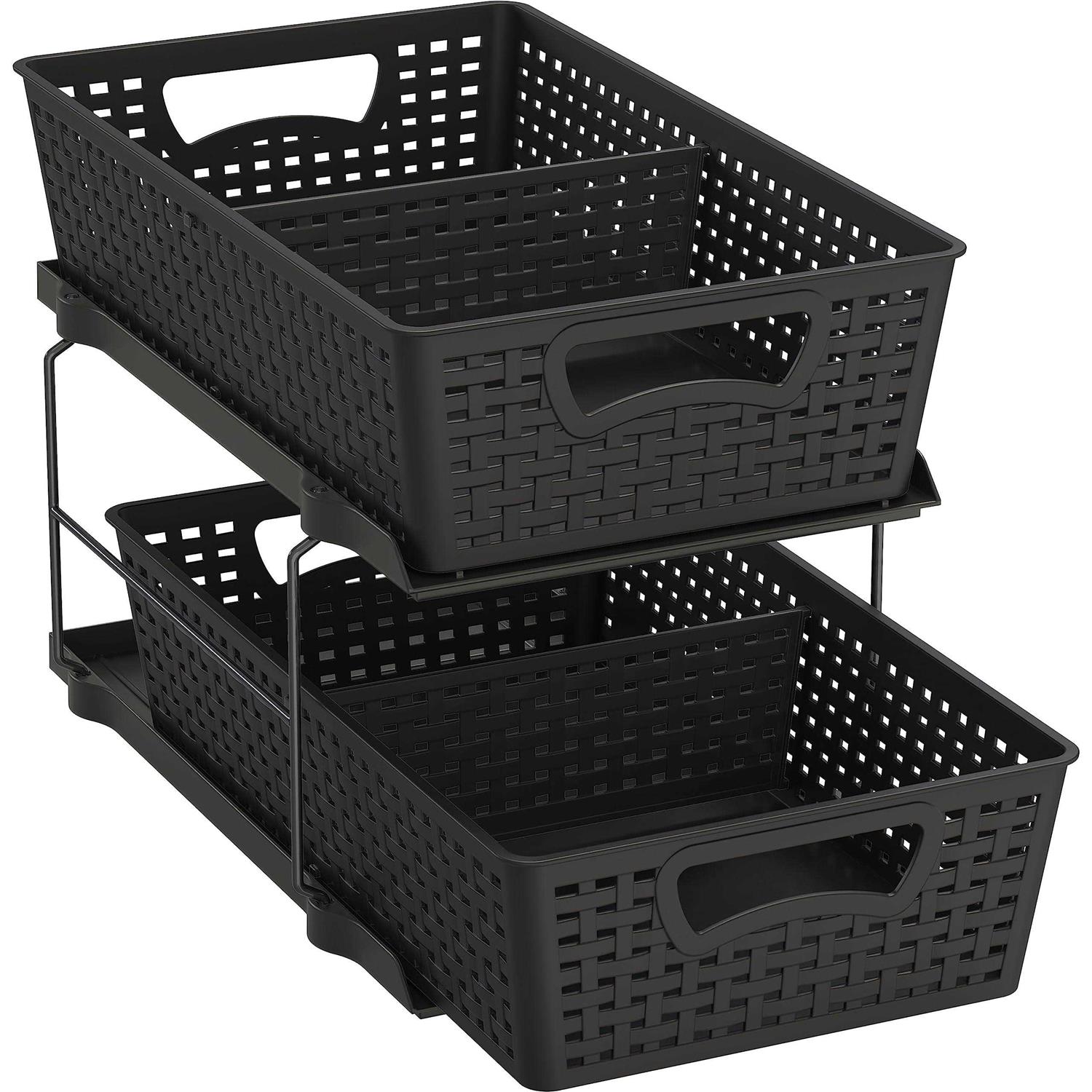 Simple Houseware 2 Tier Bathroom Organizer Tray Pull-Out Sliding Drawer/Under-Sink Storage