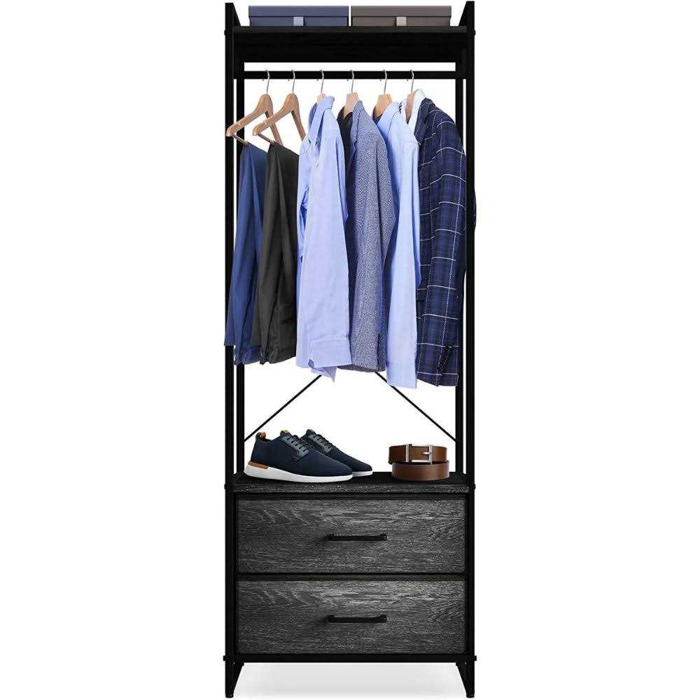 Sorbus Clothing Rack with Drawers Clothes Stand Dresser Wood Top - Image 2