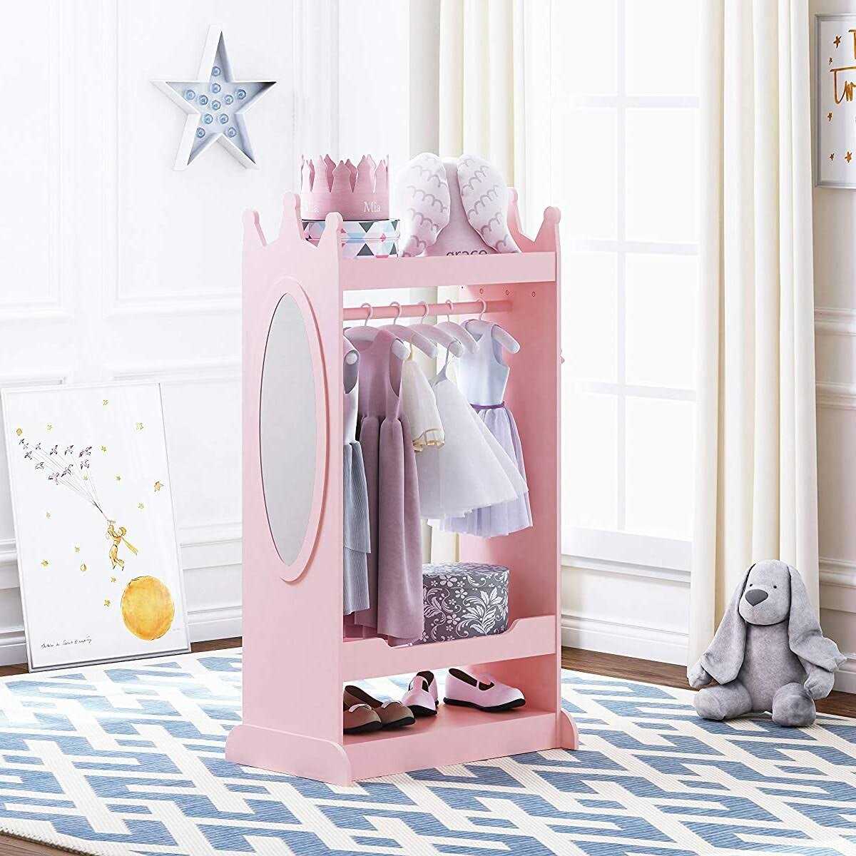 UTEX Kids Dress up Storage with Mirror,Costume Closet for Kids - Image 4
