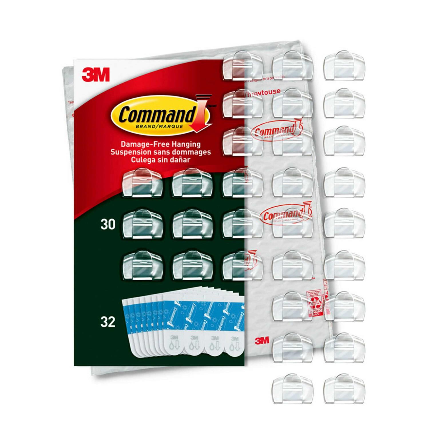 Command All Weather Hooks and Strips, Plastic, Small, 30 Clips and 32 Strips/Pack 17017CLRAW30NA - Image 2