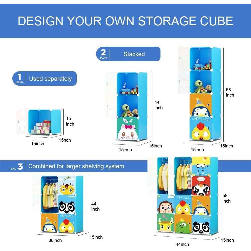 MAGINELS Children Wardrobe Kid Dresser Cute Baby Portable Closet Bedroom Armoire Clothes Hanging Storage Rack Cube Organizer - Image 2