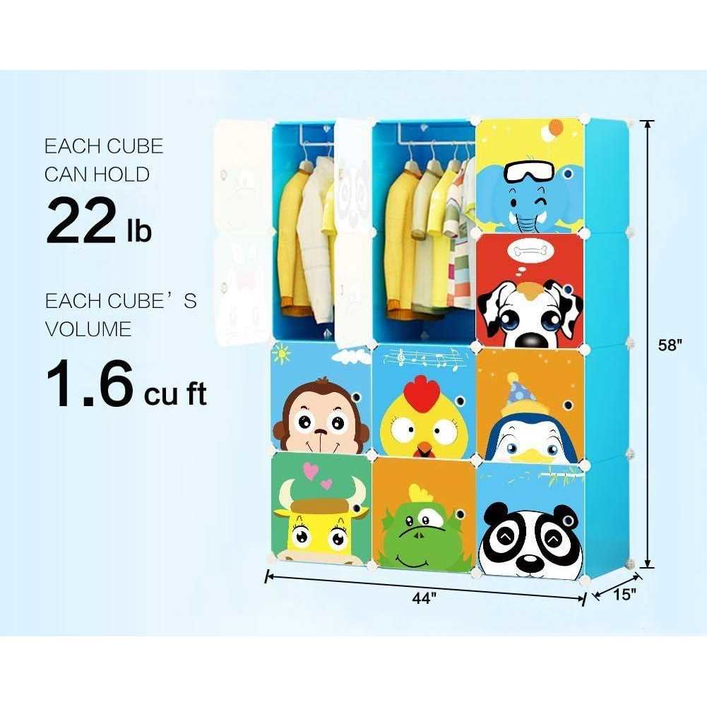 MAGINELS Children Wardrobe Kid Dresser Cute Baby Portable Closet Bedroom Armoire Clothes Hanging Storage Rack Cube Organizer - Image 4