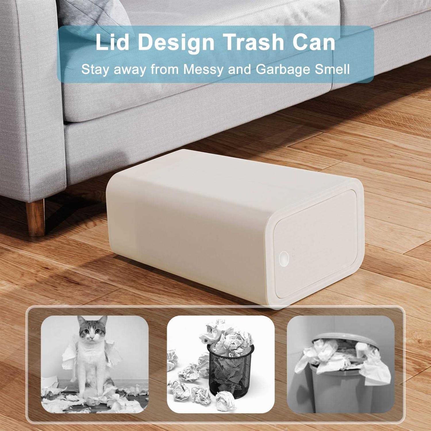 N. NETDOT 3 Pack 10L / 2.6 Gallon Small Trash Can with Lid,Bathroom Garbage Can Lid,Waste Basket for Bathroom,Kitchen,Bedroom - Image 2