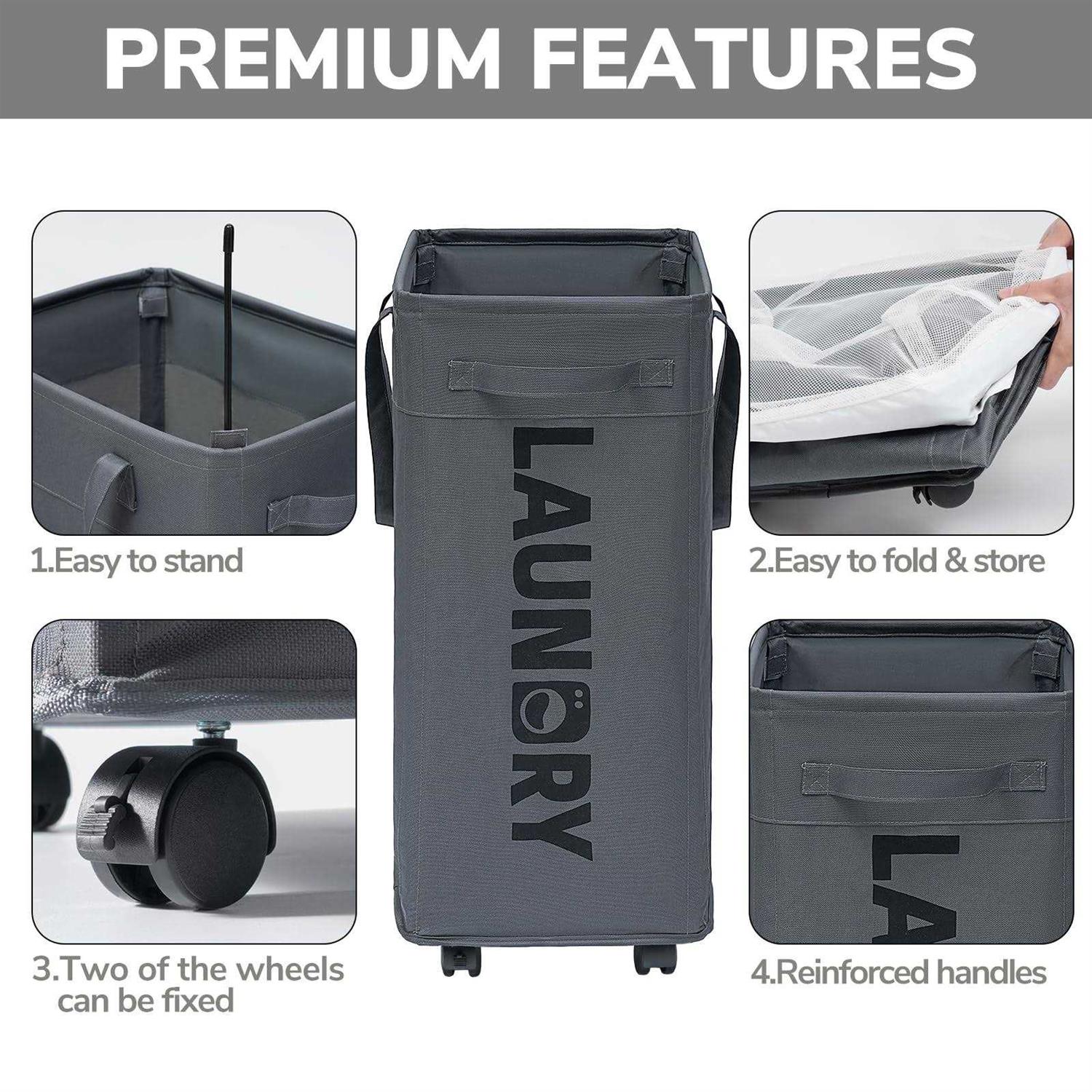 Goodpick Laundry Basket with Wheels 75L Laundry Hamper - Image 2