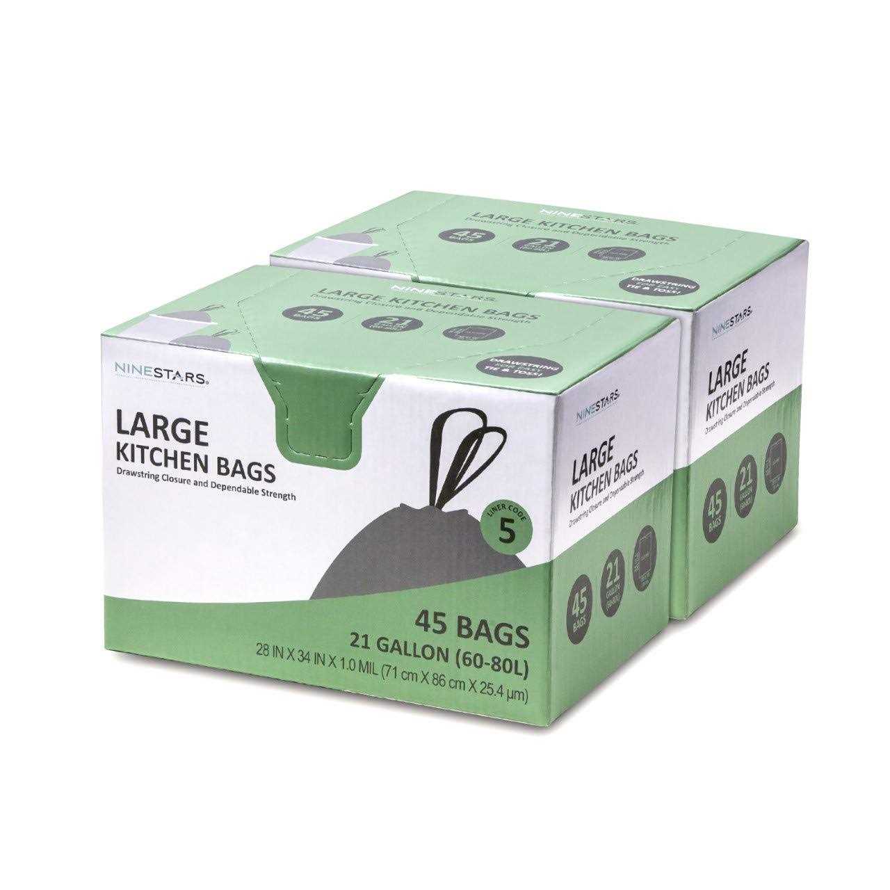 Ninestars 21 Gal. Large Kitchen Drawstring Closure Trash Bags