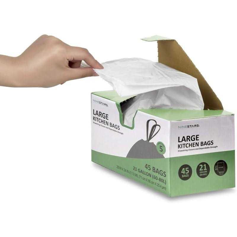 Ninestars 21 Gal. Large Kitchen Drawstring Closure Trash Bags - Image 4