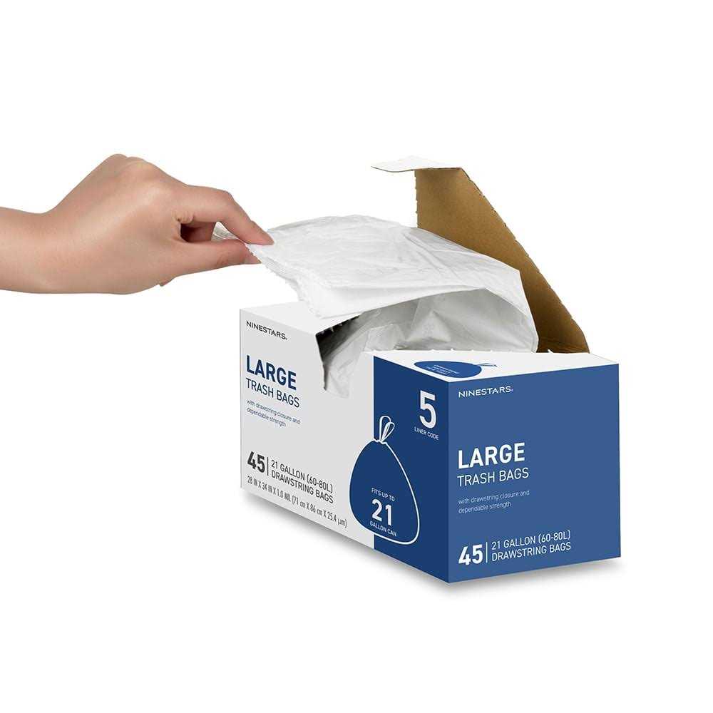 Ninestars 21 Gal. Large Kitchen Drawstring Closure Trash Bags - Image 5