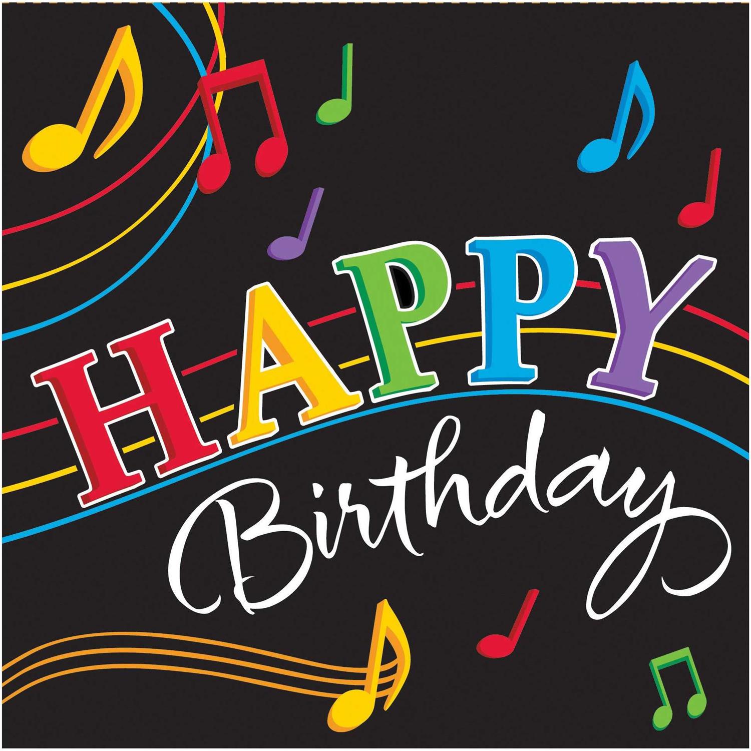 Creative Converting 16 Count 3-ply Happy Birthday Dancing Music Notes Lunch Napkins