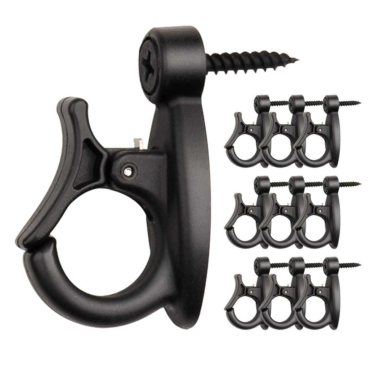 GEZIDEA Light Hanger Hooks, Ceiling Hooks,Screw-in Hooks for Hanging String Lights and Wire,Plants,Wind Chimes,Black,20 Pack