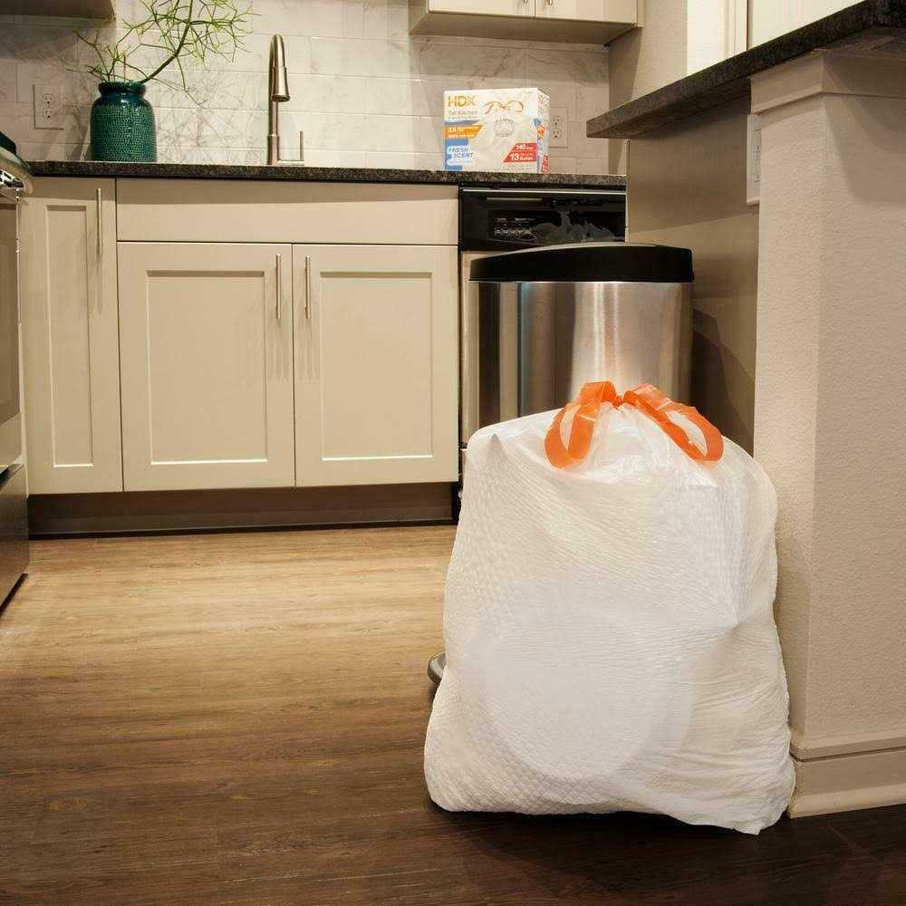 HDX Flexpro 13 Gal. Reinforced Top Drawstring Kitchen Trash Bags - Image 5