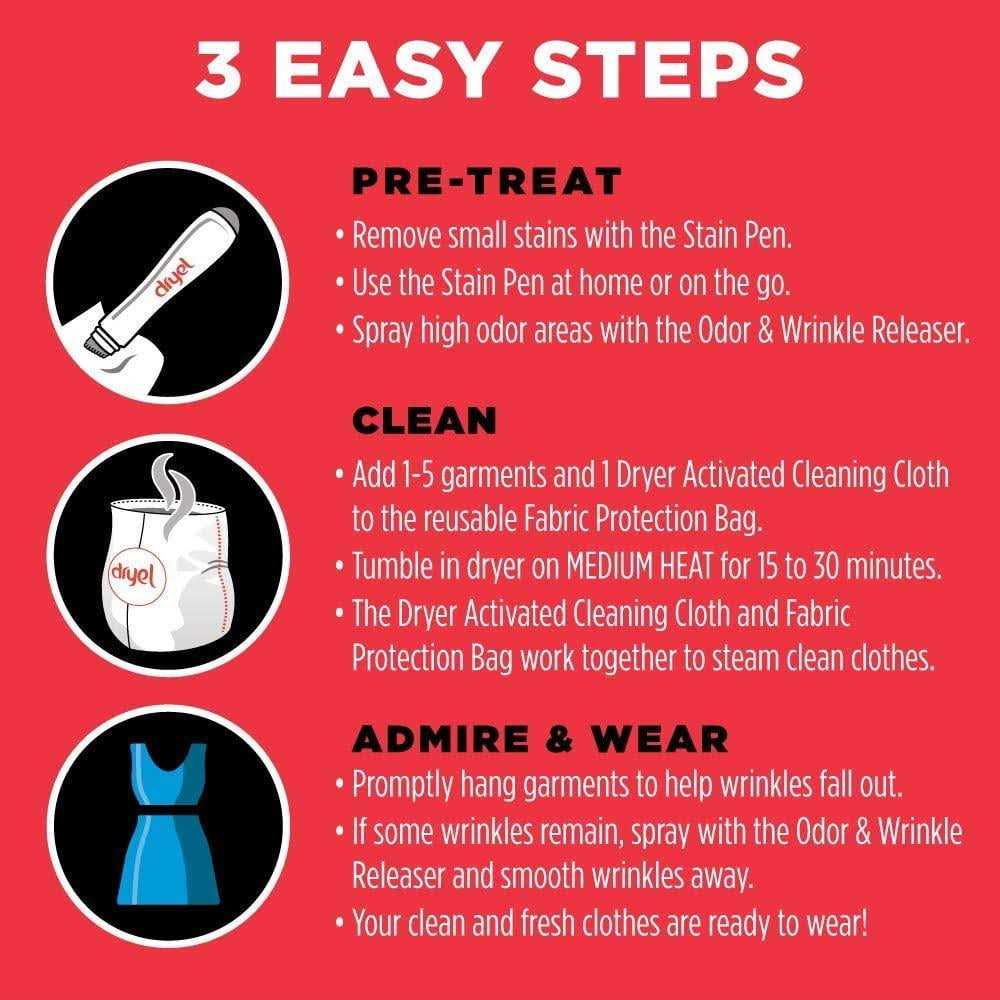 Dryel At-Home Mega Dry Cleaner Starter Kit, Includes Dry Cleaning Cloths and To-Go Stain Removal Pen - Image 3