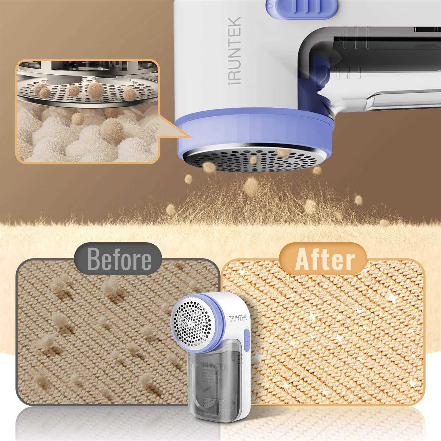 iRUNTEK Battery-free Fabric Lint Remover, Usb Powered Shaver and Lint Brush 2 in 1 - Image 2