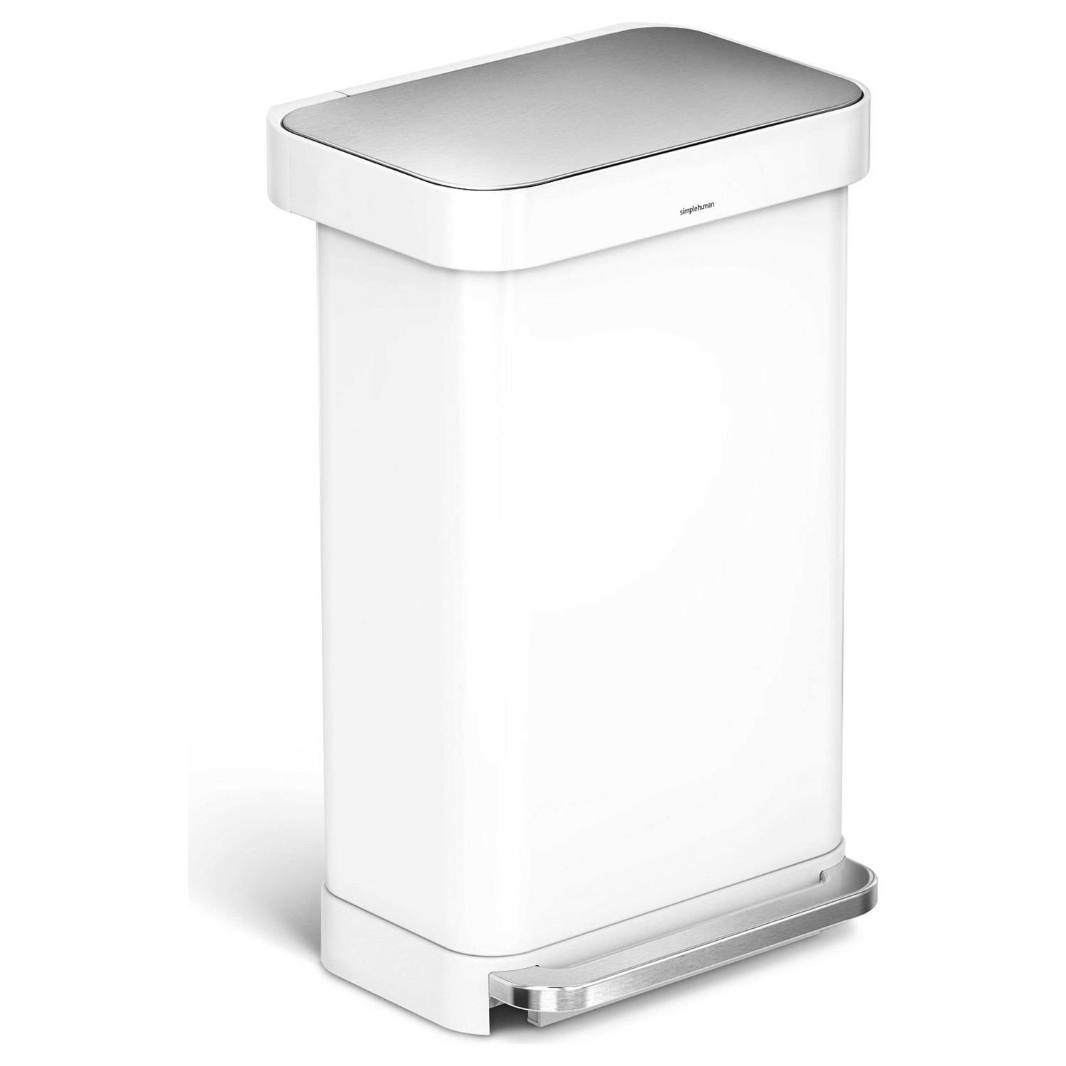 simplehuman 45L Rectangular Step Trash Can with Liner Pocket