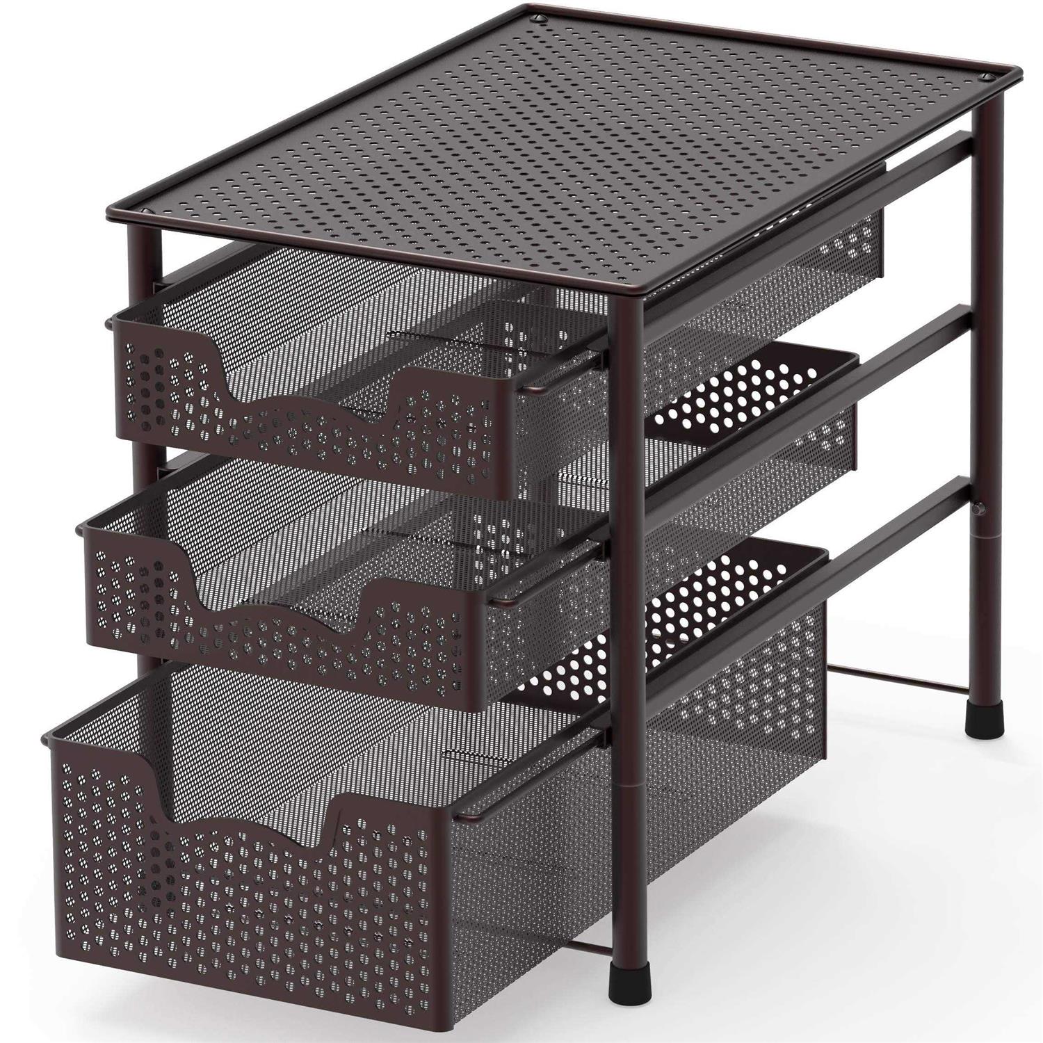 Simple Houseware 3-Tier Stackable Sliding Basket Organizer Drawer