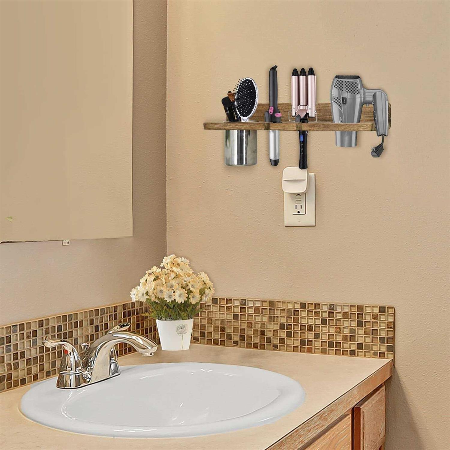 DORAMII Bathroom Wall Mount Hair Dryer Holder Hair Care & Styling Tool Organizer - Image 2