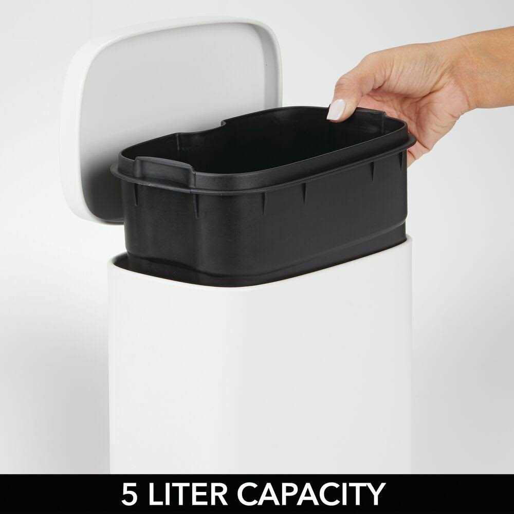 mDesign Stainless Steel Rectangular 1.3 Gallon Foot Step Trash Can - Image 2