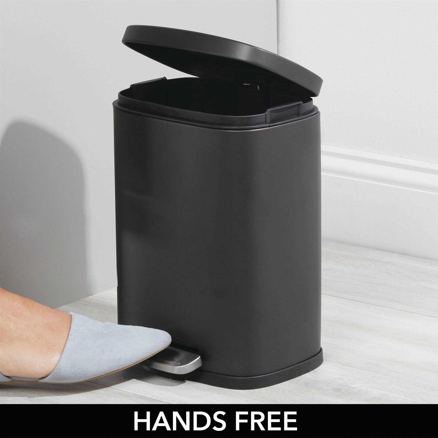 mDesign Stainless Steel Rectangular 1.3 Gallon Foot Step Trash Can - Image 5