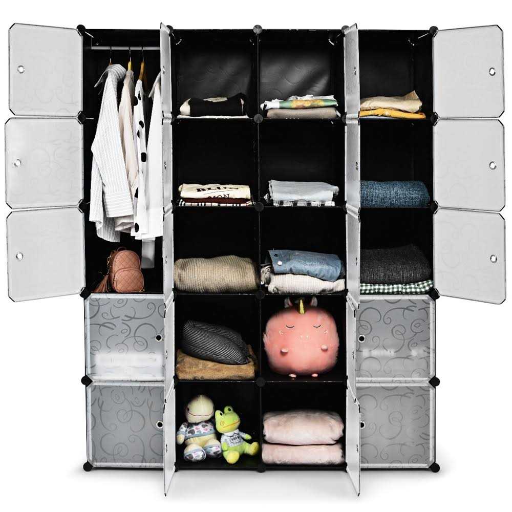 Costway DIY Cube Portable Closet Storage Organizer Clothes Wardrobe Cabinet W/Doors - Image 3