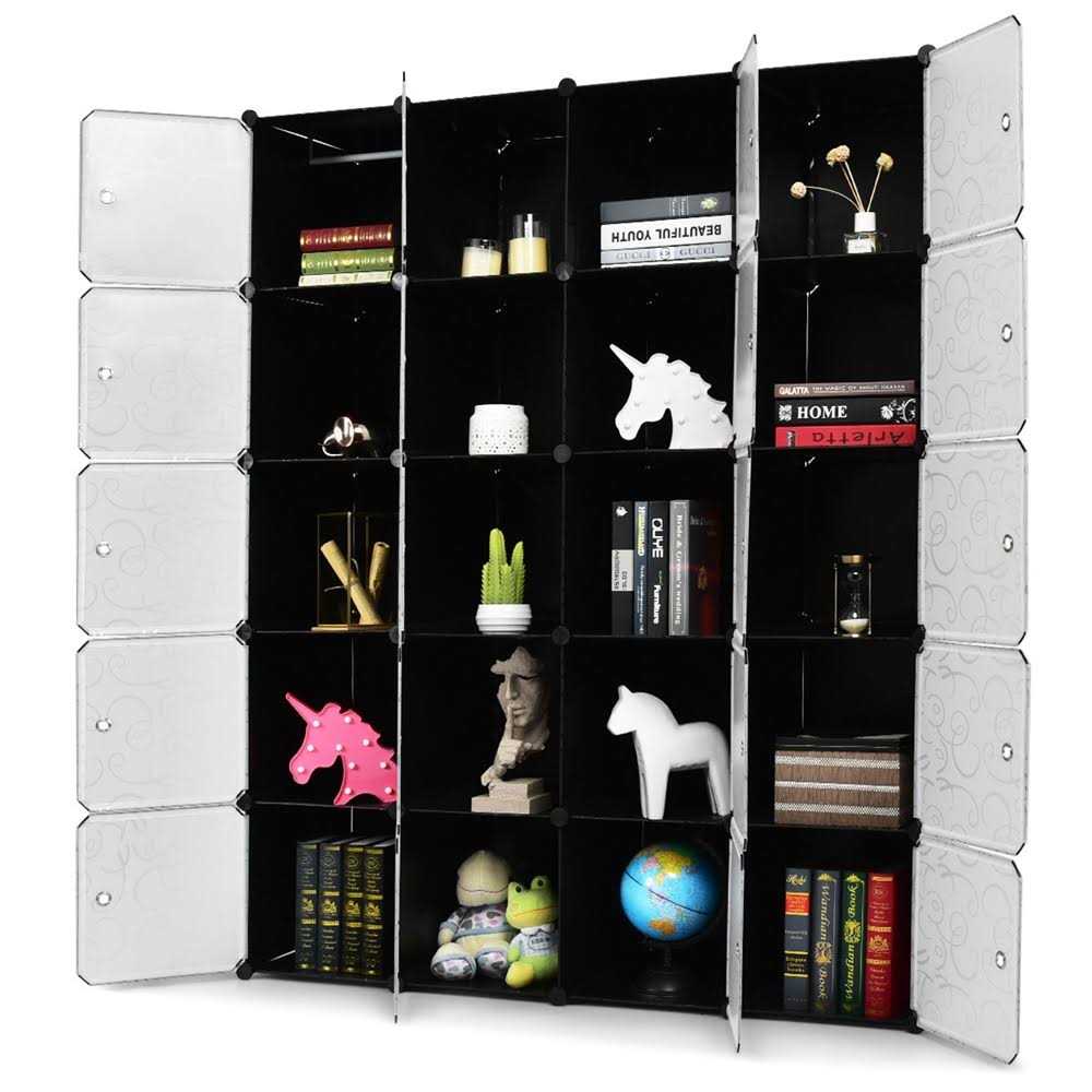 Costway DIY Cube Portable Closet Storage Organizer Clothes Wardrobe Cabinet W/Doors - Image 4